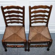 Antique Rush Seat Dining Chairs, England, 1910s, Set of 6