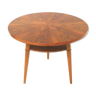 Round vintage side table with beautiful wood drawing made in the 1960s