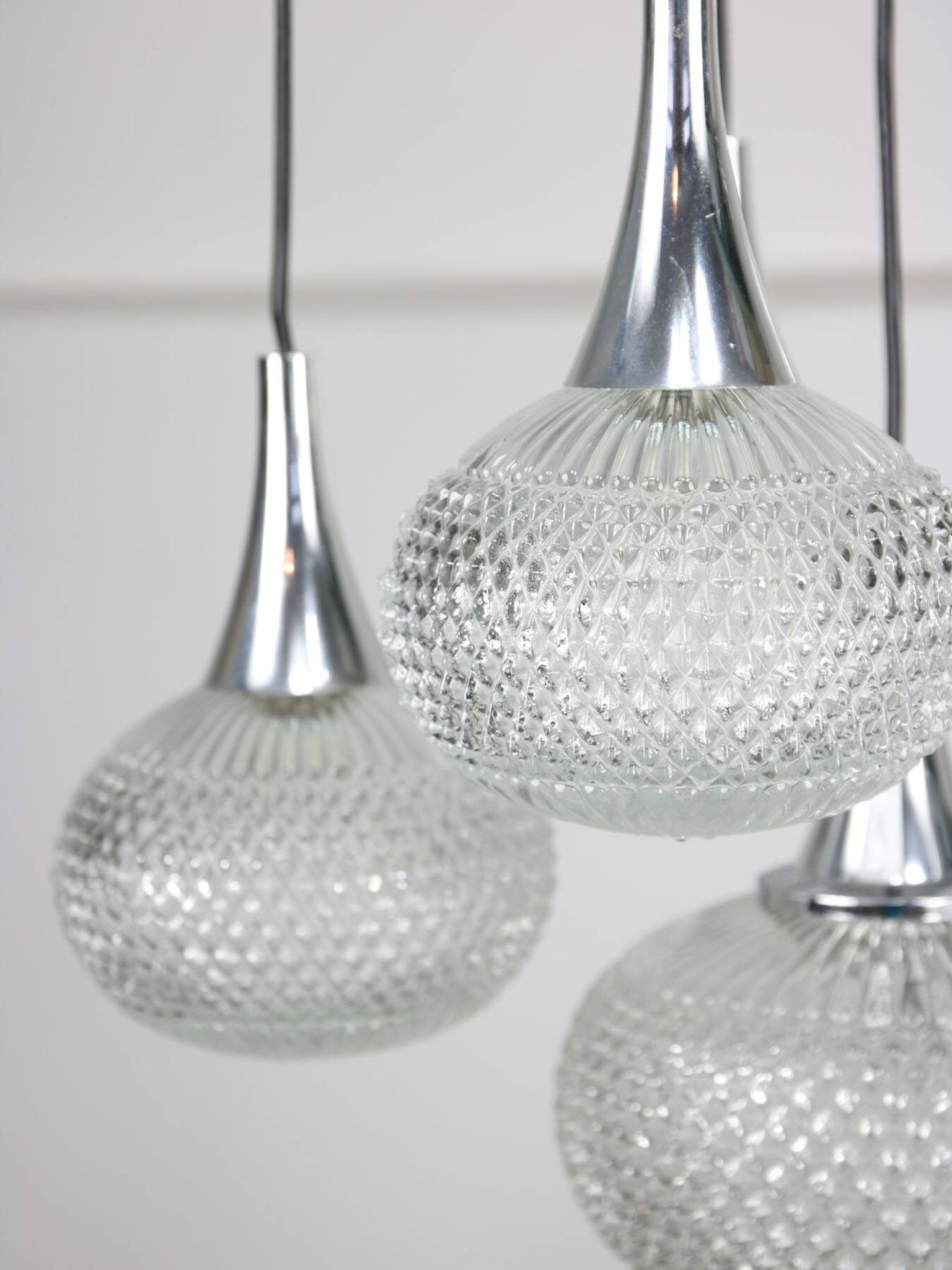 Vintage Italian Crystal and Chrome Chandelier, 70s