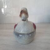 Duck-shaped slipware in the style of Michel Caugant.