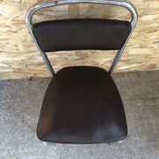Old chair metal chrome & skaï brown 70s vintage