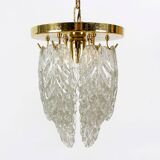 Italian Brass and Murano Glass Ceiling Lamp, 1970s