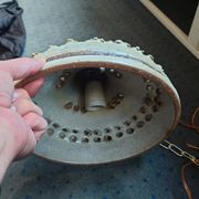 Brutalist hanging lamp in ceramic, Denmark, 1960s-1970s