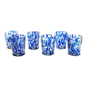 Turtoise blue glass drinking glasses, set of 6