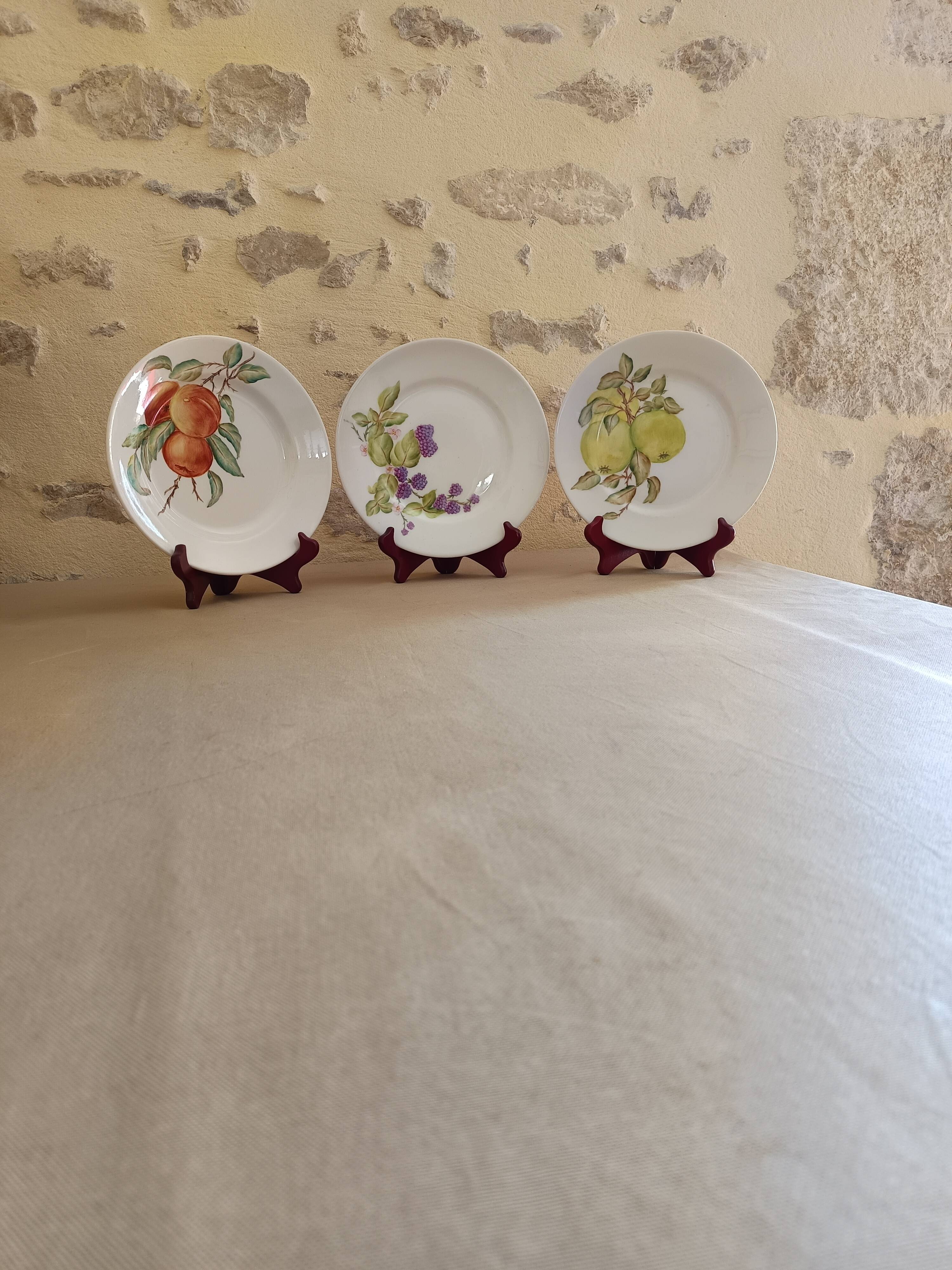 3 hand-decorated plates