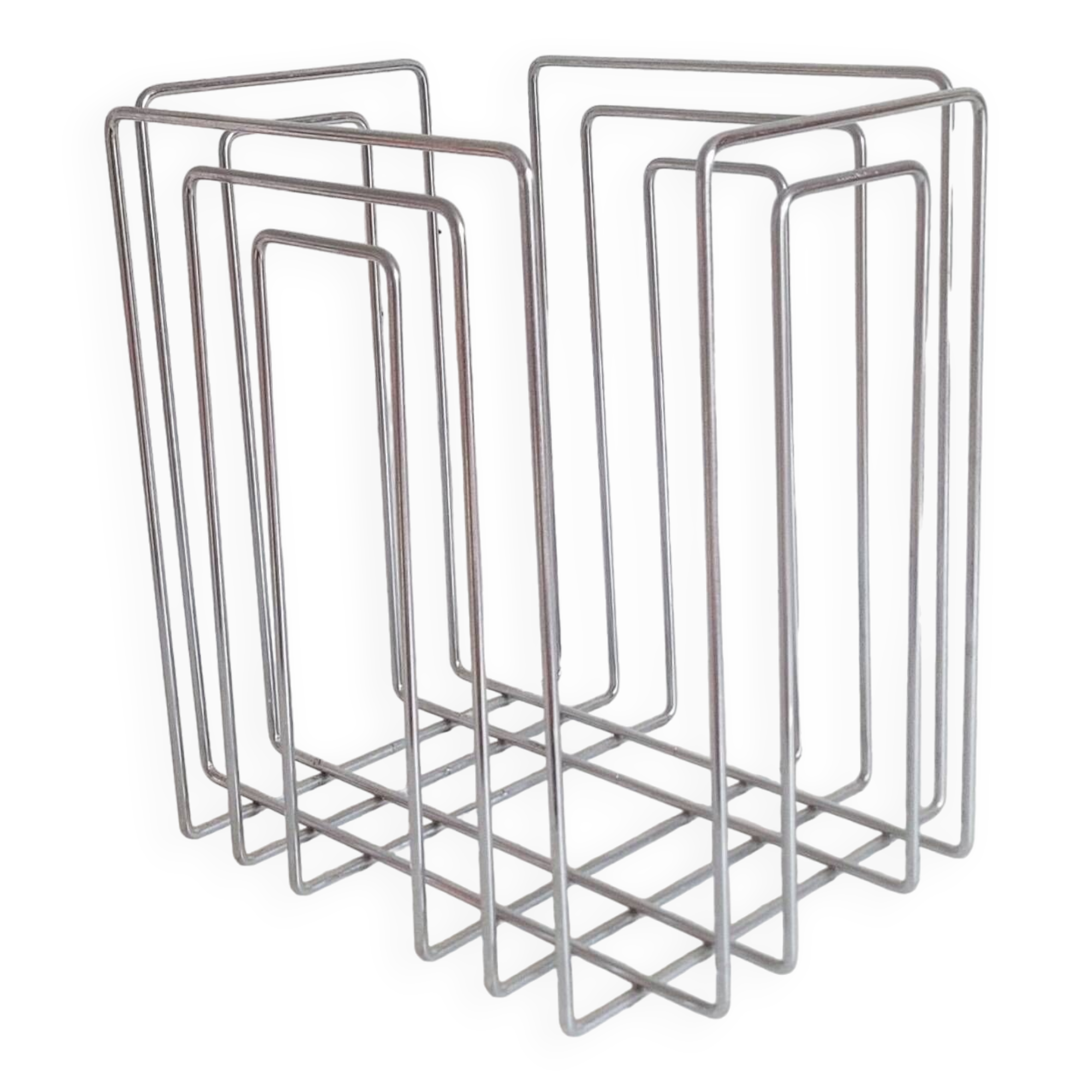 Vintage design chrome metal magazine rack