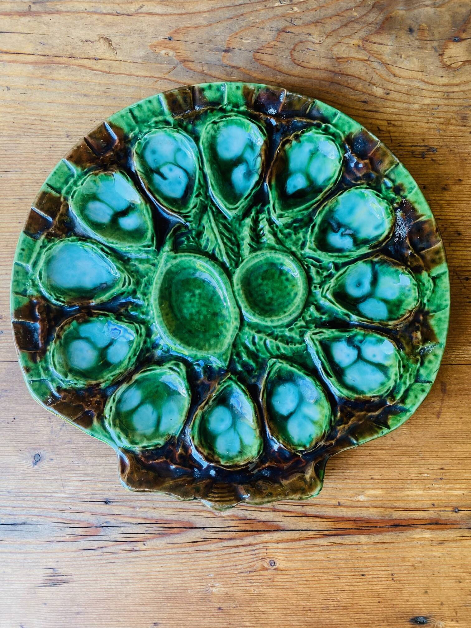 Ceramic oyster dishes signed Vallauris