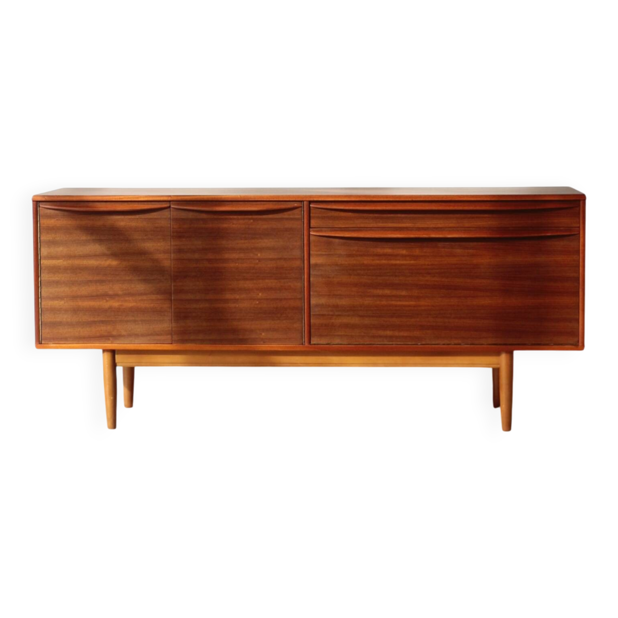 Vintage zebrano and walnut furniture from Morris of Glasgow.