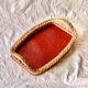 Vintage rattan tray, red Formica and scoubidou