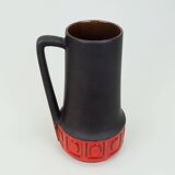 1960s vintage scheurich VASE model 411-25 matte brown glaze red pattern