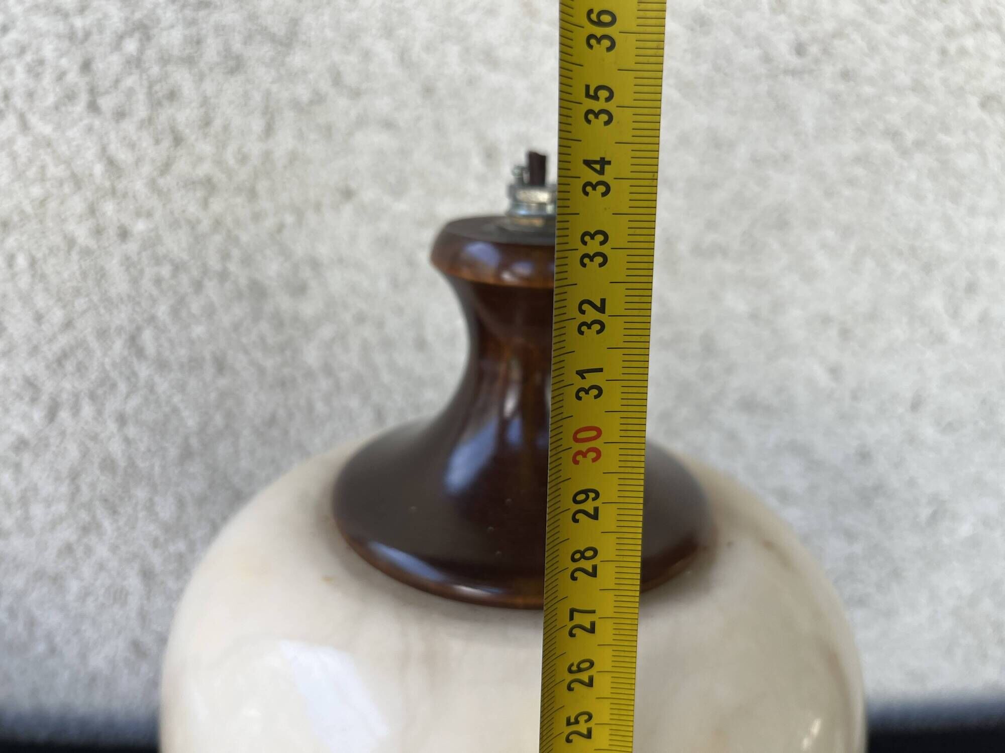 Vintage wooden and alabaster lamp – baluster shape