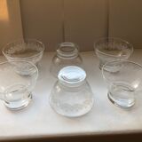 Set of 6 old cups engraved 50s