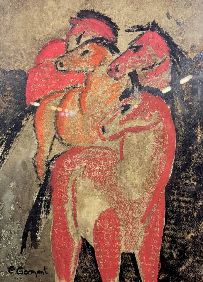 Christine Germant (1954): watercolor depicting horses