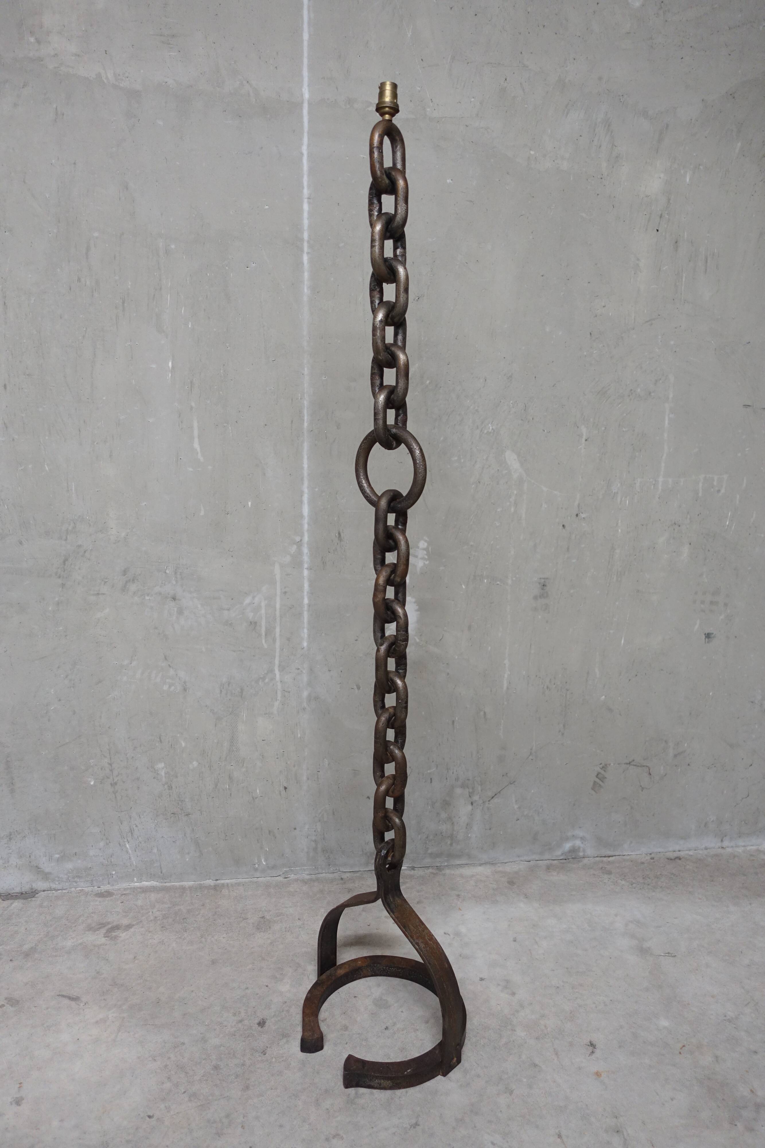 Brutalist wrought iron chain floor lamp 1960s
