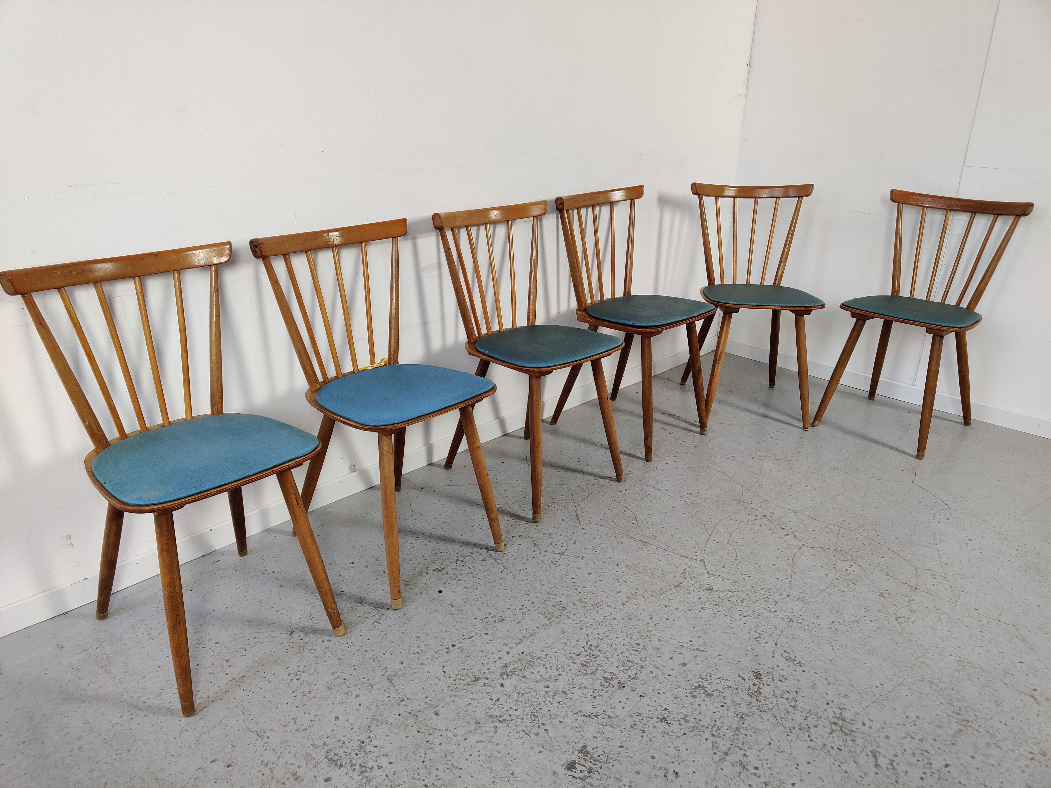 6 vintage bar bistro chairs, 50s/60s