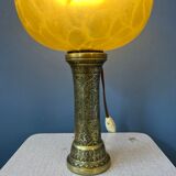 Antique art deco glass lamp with bronze base