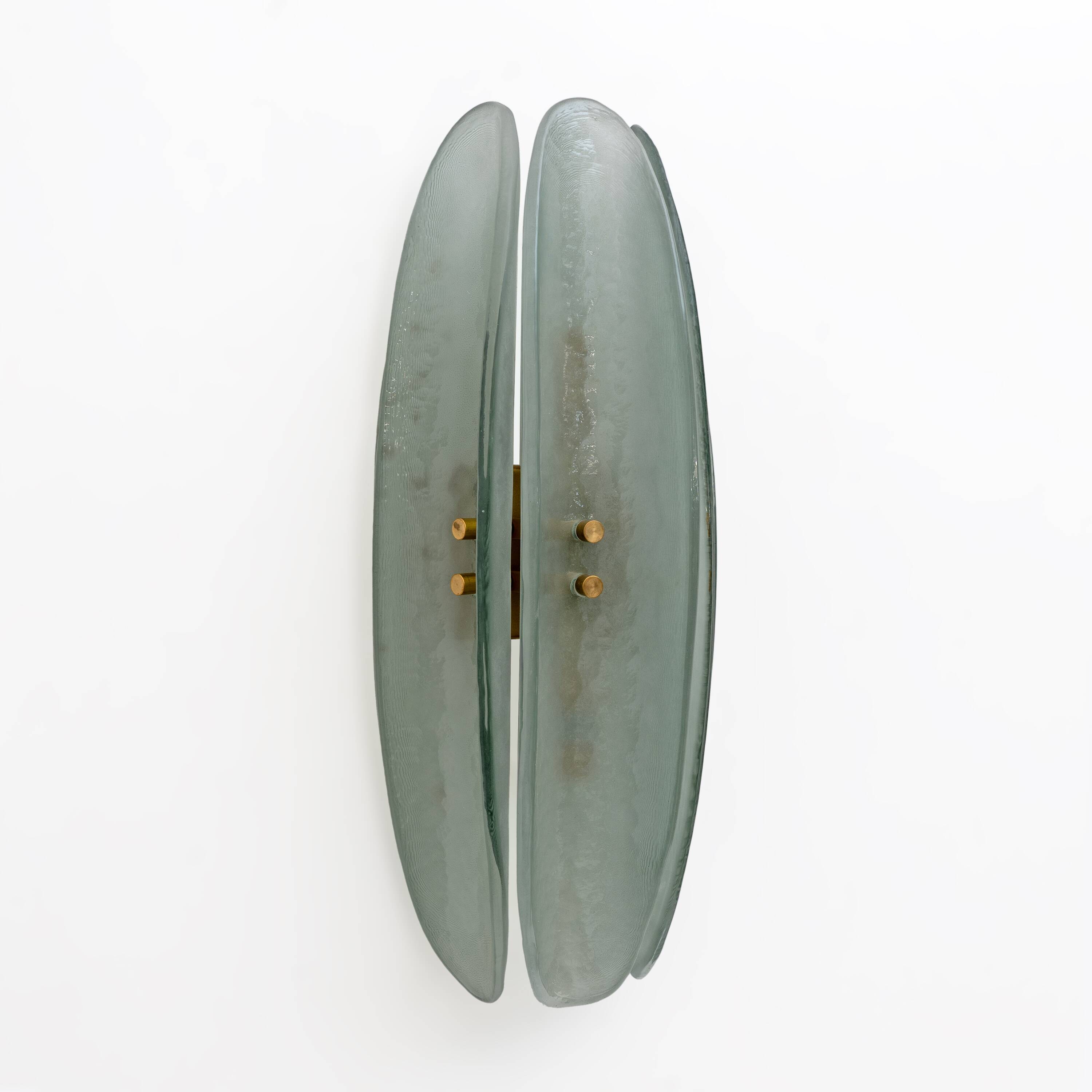 Pair of Mid-century Modern Aqua Green Murano Glass Sconc