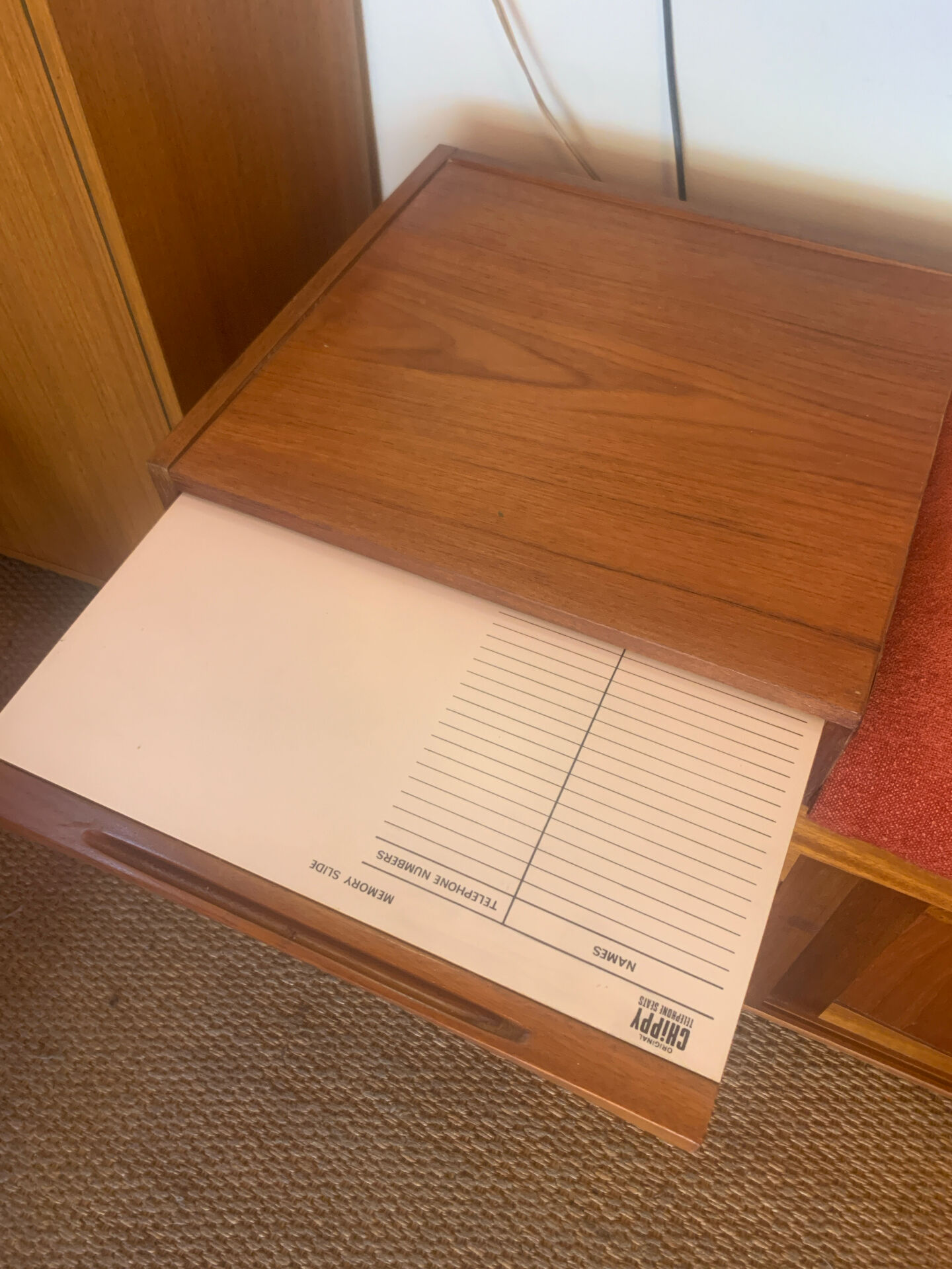 Low entrance furniture in teak Chippy