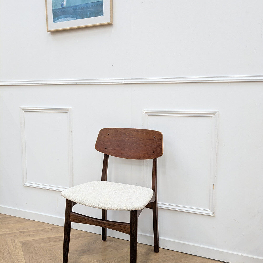 Chaises scandinave teck & tissu