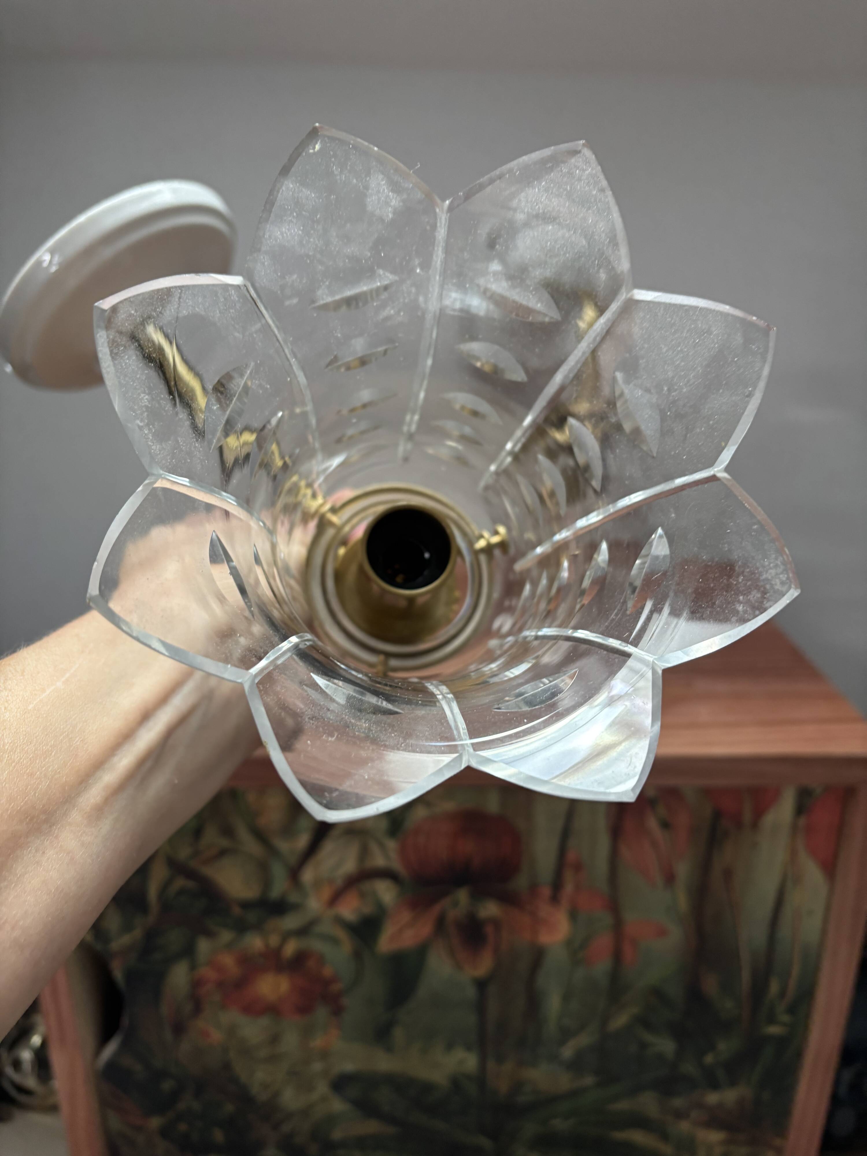 Pair of ceramic and glass wall sconces