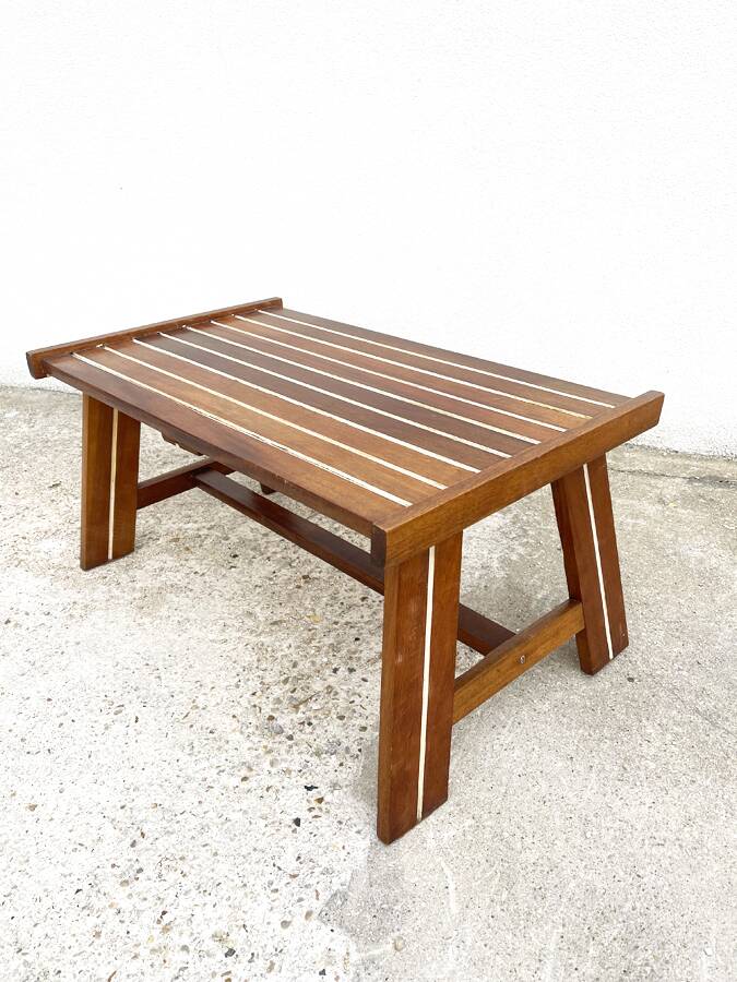 Modernist laminated wood coffee table, 1970.