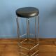 Pair of high bar chairs - chrome metal and Skai