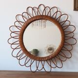 Vintage rattan sun mirror