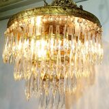 3-light bronze crystal ceiling light