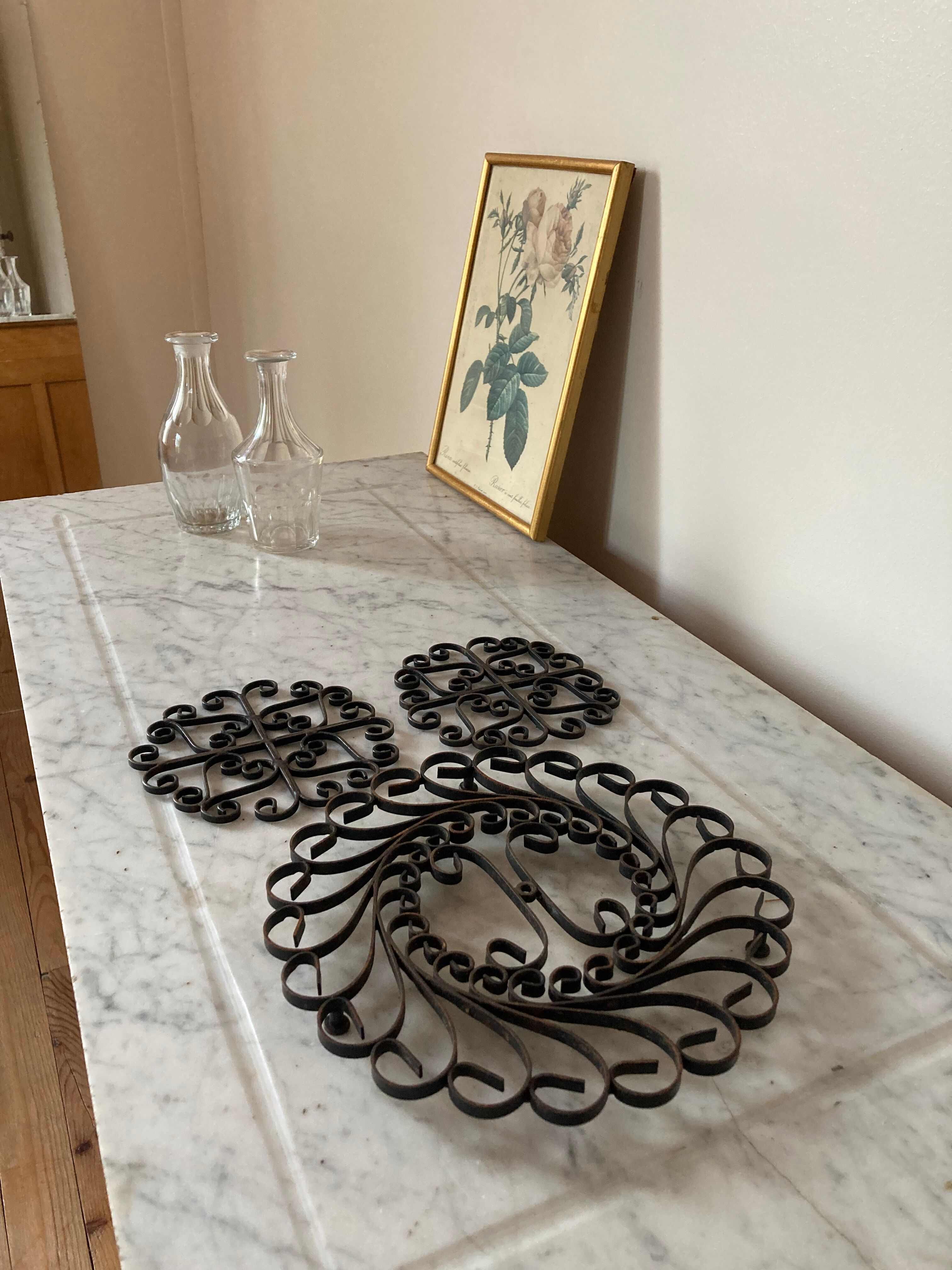 Underside of wrought iron antique metal