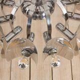 Italian Space Age chandelier in chrome with mirror bulbs, 1970s