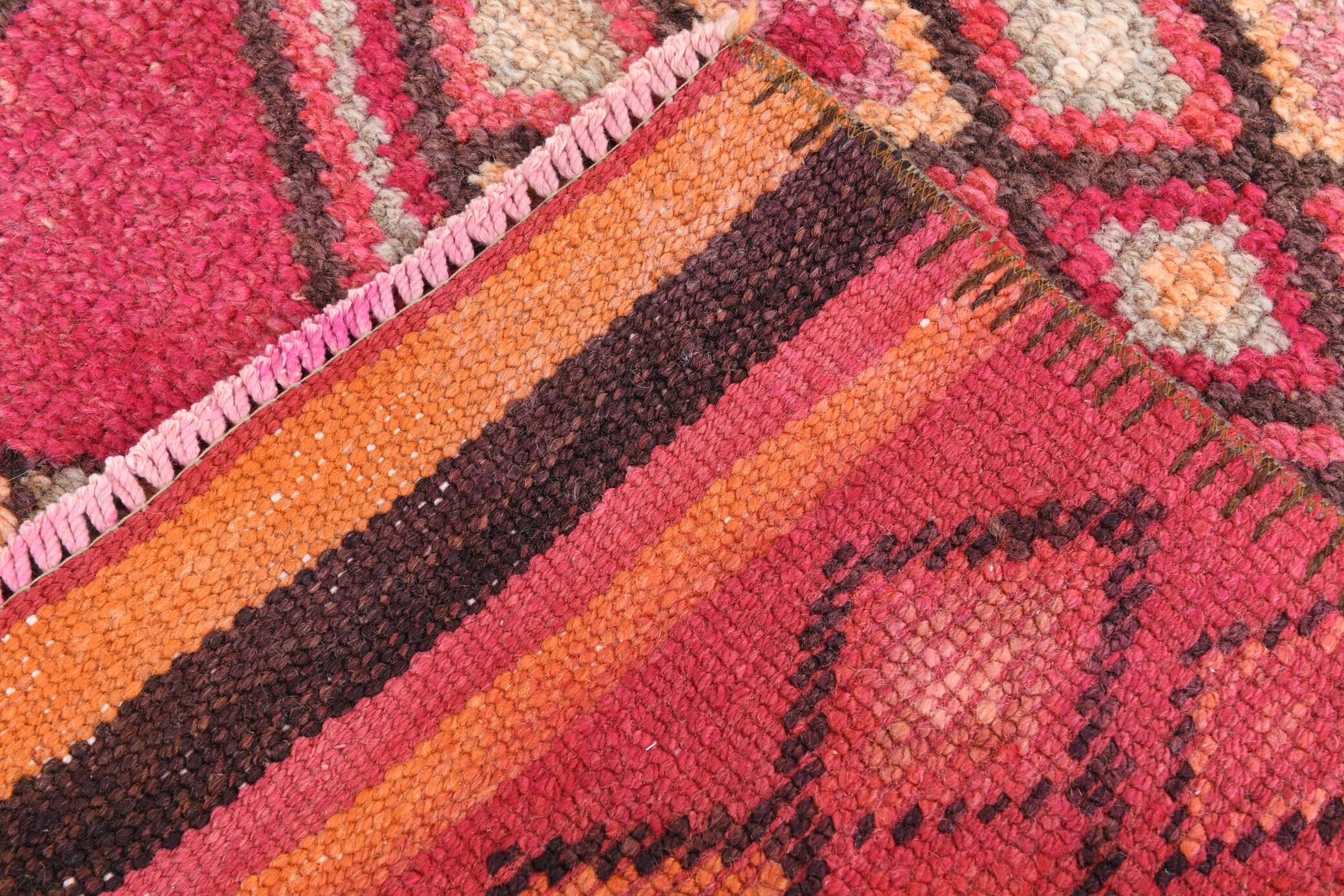 3x12 Red Orange Vintage Runner Rug, 89x373Cm