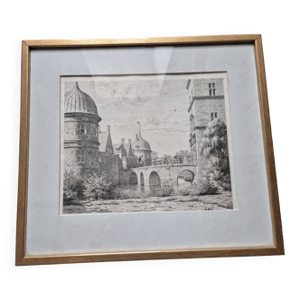 Etching The Bridge of Frederiksborg Castle – The Bridge at Frederiksborg Castle