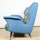 2-Seater Bench in Azure Blue Fabric – 1940s