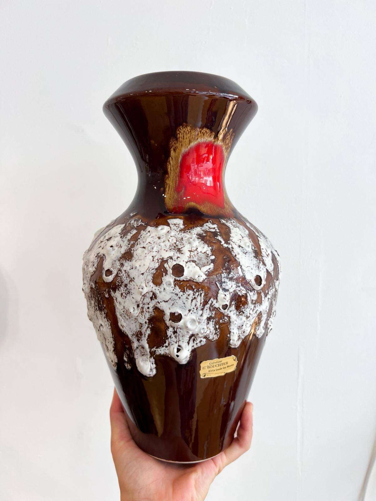 Handmade ceramic vase in "volcanic" style
