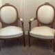 Pair of Louis XVI style medallion armchairs, late 19th / early 20th century.