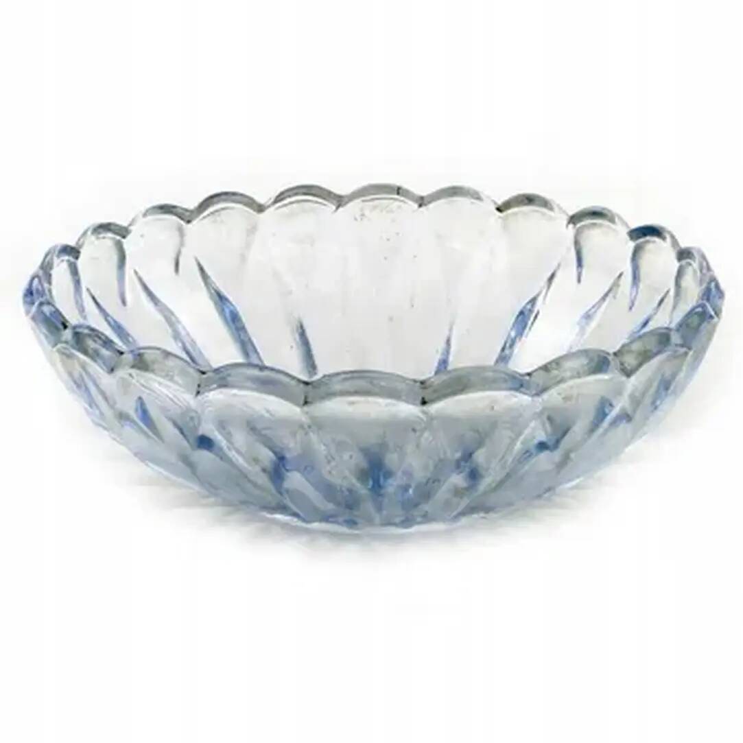 Art Deco bowl, blue glass, Poland, 1950s