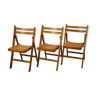 3 folding beech chairs