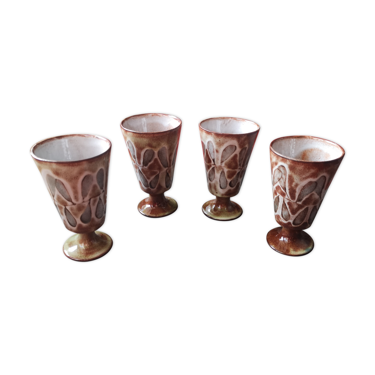 Set of 4 mazagrans in glazed terracotta - 1970s