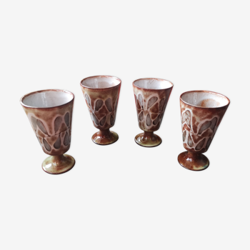 Set of 4 mazagrans in glazed terracotta - 1970s