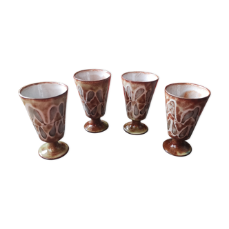 Set of 4 mazagrans in glazed terracotta - 1970s