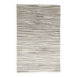 8x11 Brown Beige Minimalist Handmade Wool Kilim Rug, 226x350Cm