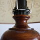 Vintage table lamp in turned wood and fabric lampshade