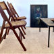 Pair of folding wooden chairs and canning