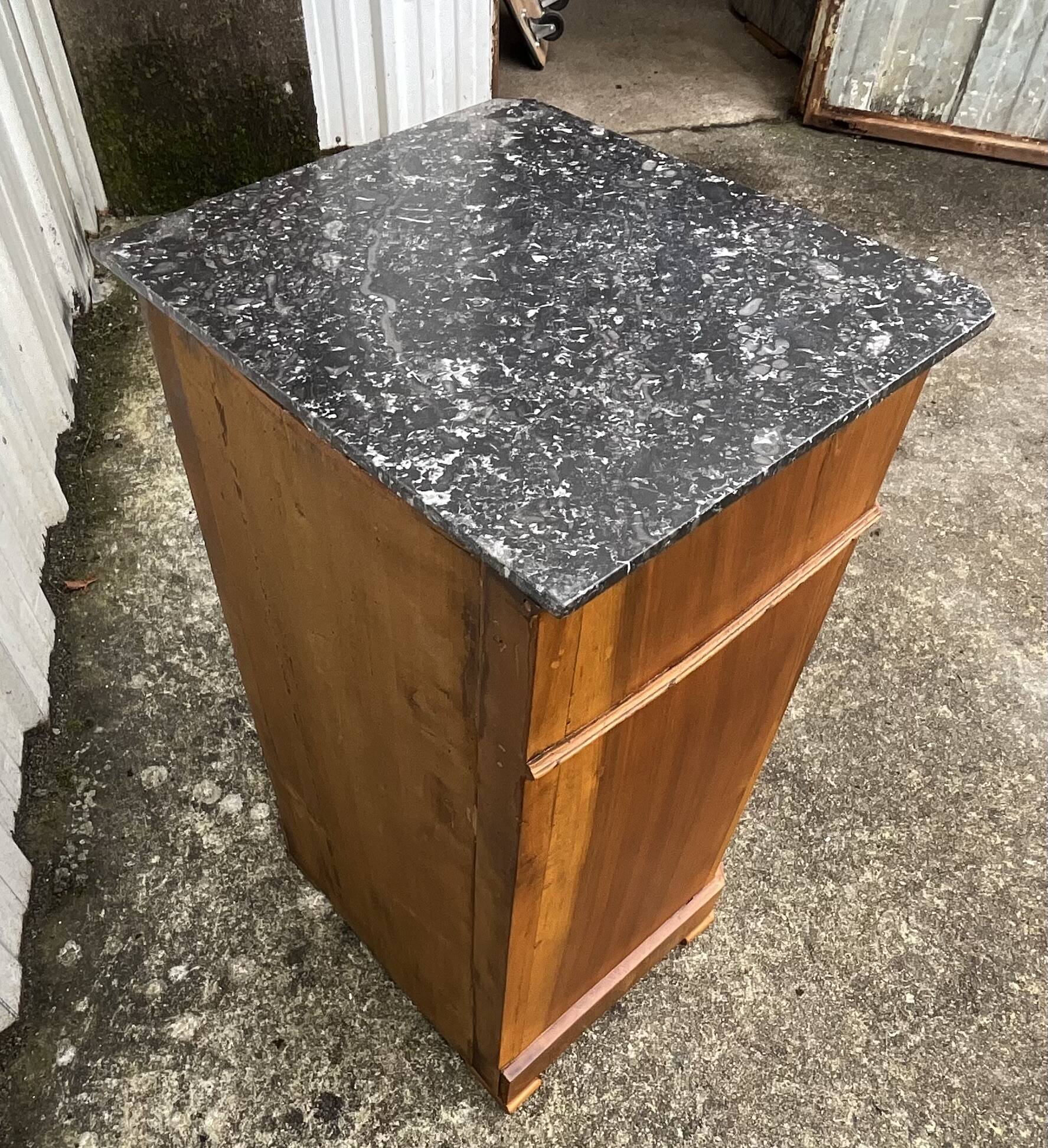 Louis Philippe style bedside table in burr walnut, late 19th century
