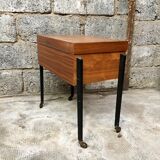 Worker wood teak and brass and metal feet 1950 1960