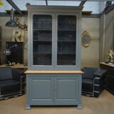 Bookcase sideboard with 2 bodies in gray patinated fir