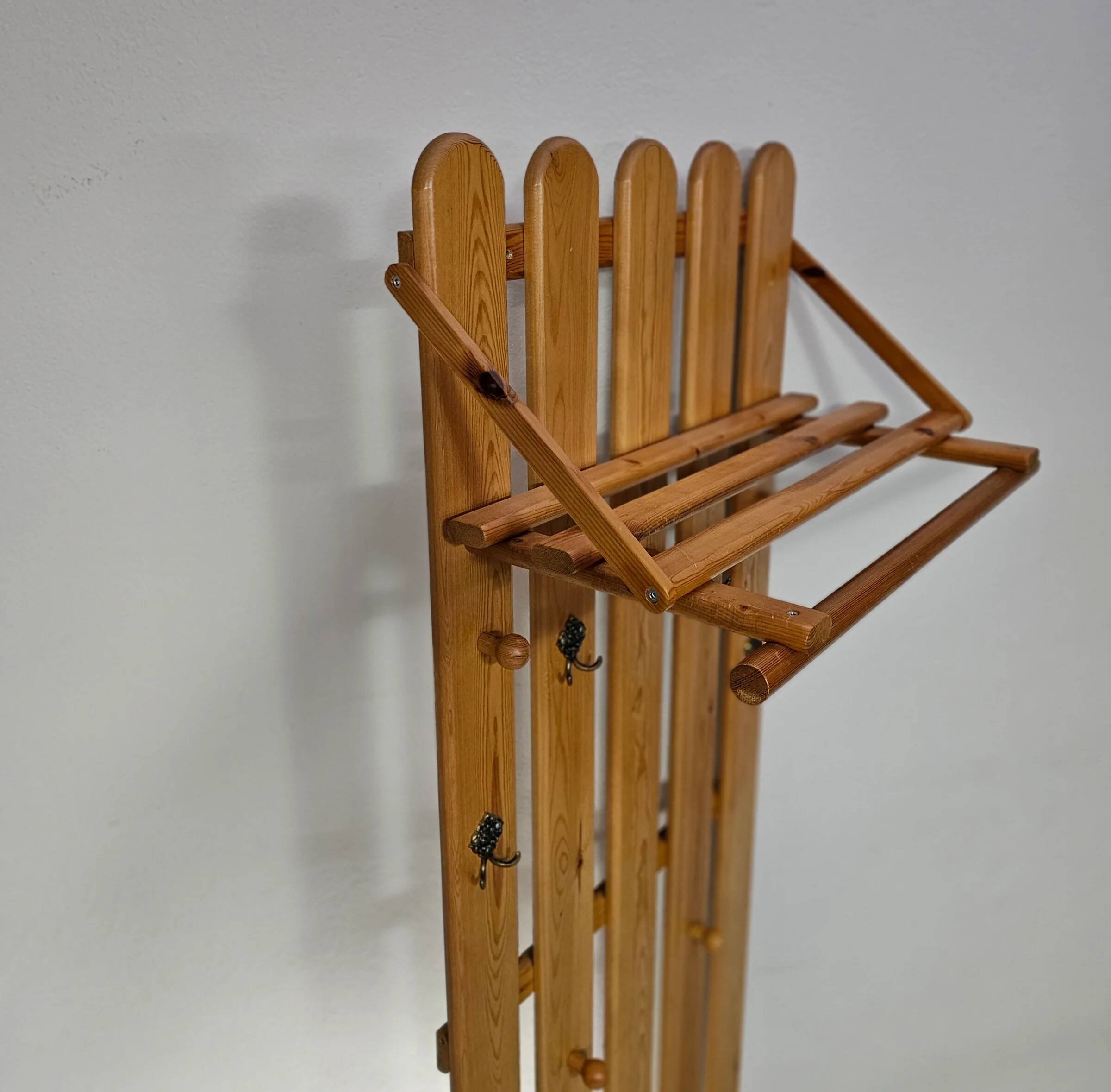 Pine wood coat rack / coatrack width 60 height 190 depth 30 cm