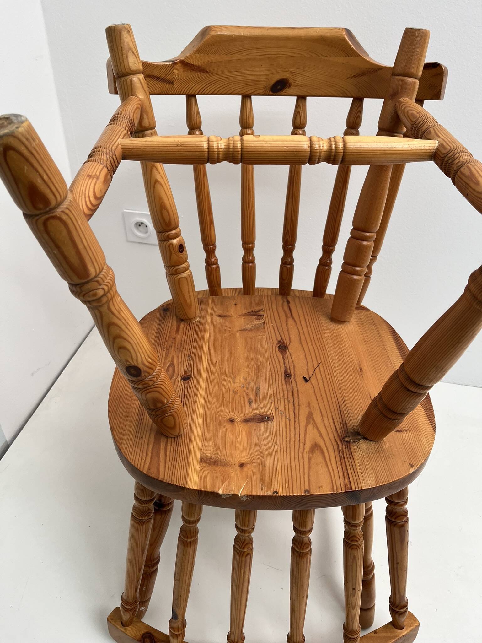 3 western country type pine chairs 1970 turned wood