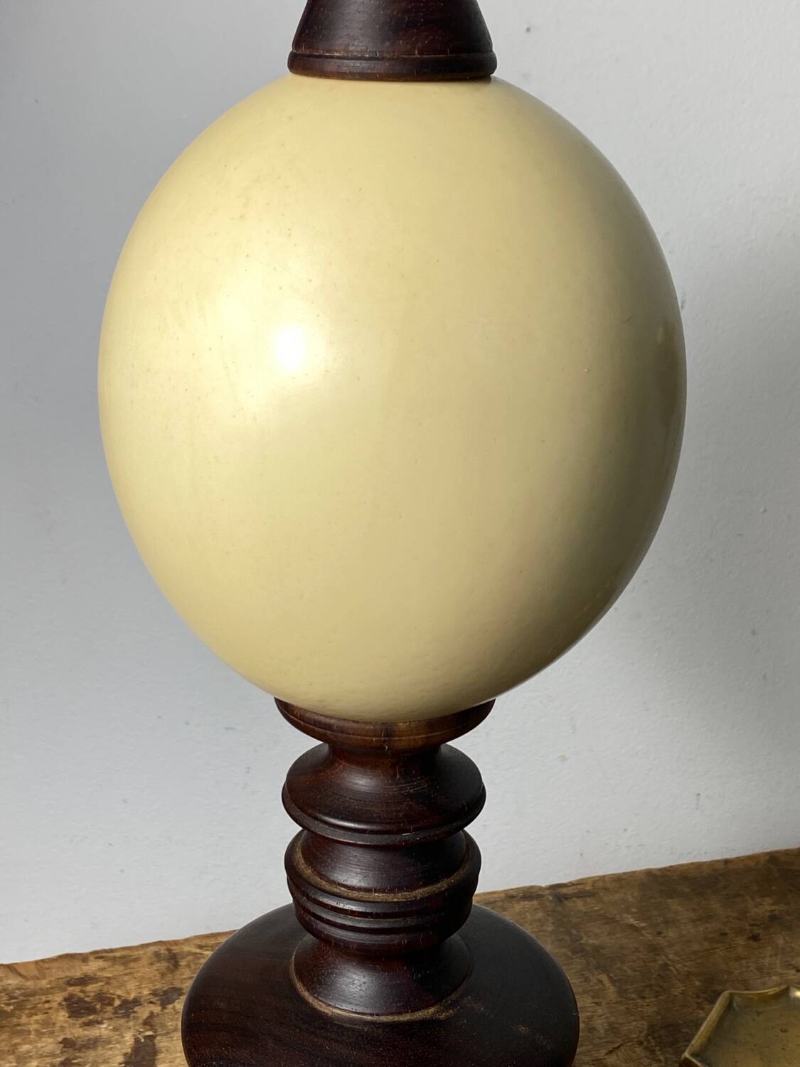 Wooden and ostrich egg lamp base