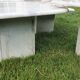 Vintage square trundle tables in travertine. 1970.